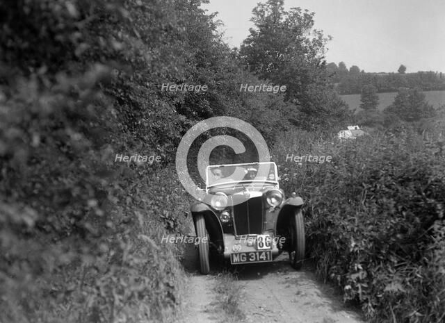 MG PA taking part in the B&HMC Brighton-Beer Trial, 1934. Artist: Bill Brunell.