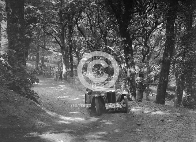 MG PA taking part in the B&HMC Brighton-Beer Trial, Fingle Bridge Hill, Devon, 1934. Artist: Bill Brunell.