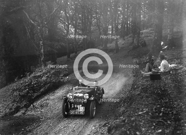 MG PA taking part in the B&HMC Brighton-Beer Trial, Fingle Bridge Hill, Devon, 1934. Artist: Bill Brunell.