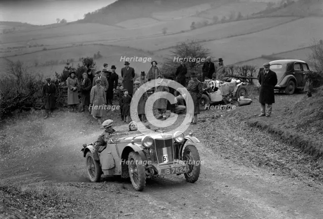 MG PB of EJ Haesendonck of the Cream Cracker Team at the MG Car Club Midland Centre Trial, 1938. Artist: Bill Brunell.