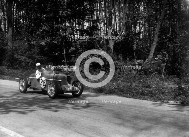 MG Q type of Kenneth Evans racing at Donington Park, Leicestershire, 1935. Artist: Bill Brunell.