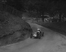 MG R type of Ian Connell competing in the Shelsley Walsh Hillclimb, Worcestershire, 1935. Artist: Bill Brunell