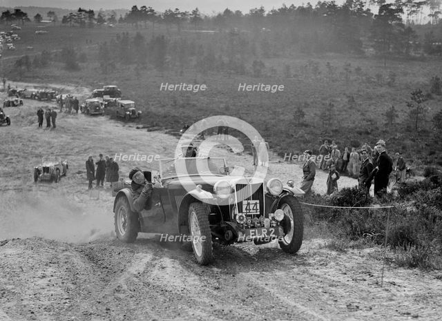 MG TA competing in the Great Weat Motor Club Trial, 1938. Artist: Bill Brunell.