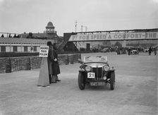 MG TA competing in the JCC Rally, Brooklands, Surrey, 1939. Artist: Bill Brunell