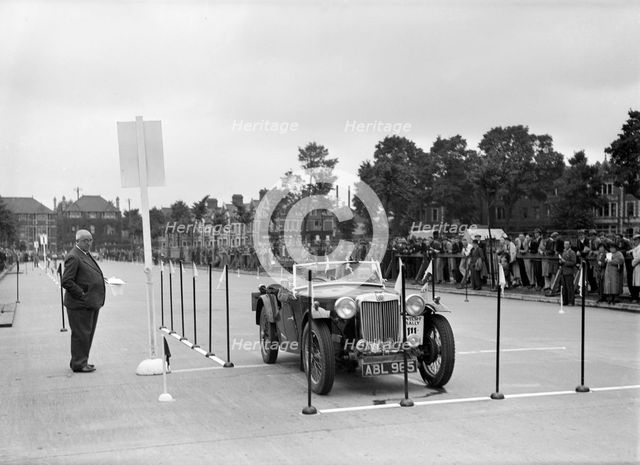 MG TA of Archie Langley of the Musketeers team at the South Wales Auto Club Welsh Rally, 1937 Artist: Bill Brunell.