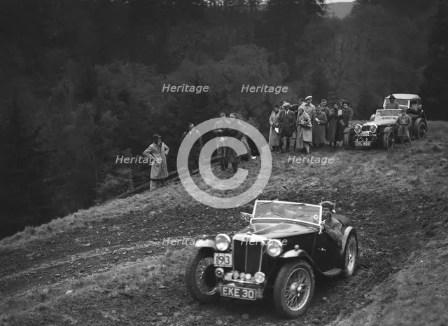 MG TA of JN Goodwin competing in the MCC Edinburgh Trial, Roxburghshire, Scotland, 1938. Artist: Bill Brunell.