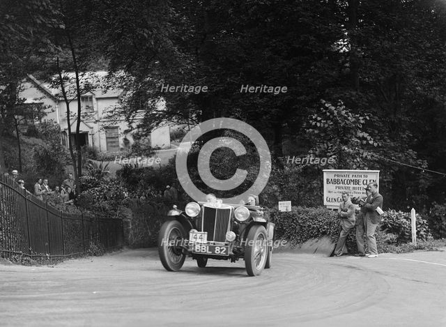 MG TA of RA MacDermid competing in the MCC Torquay Rally, Torbay, Devon, 1938. Artist: Bill Brunell.