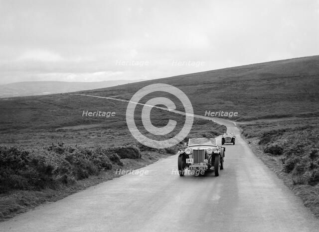 MG TAs of HK Crawford and JES Jones competing at the MCC Torquay Rally, July 1937. Artist: Bill Brunell.