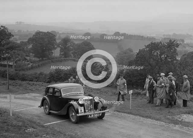 MG VA of RK Wellsteed competing in the South Wales Auto Club Welsh Rally, 1937 Artist: Bill Brunell.