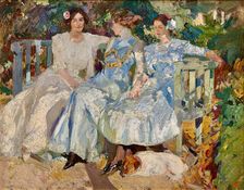 Mi mujer y mis hijas en el jardín (My Wife And Daughters In The Garden), 1910. Creator: Sorolla y Bastida; Joaquín (1863-1923)