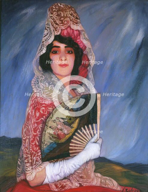 Mi Prima Cándica con mantilla, c. 1913. Creator: Zuloaga y Zabaleto, Ignacio (1870-1945).