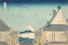 Mitsui Shop at Surugacho in Edo (Edo Surugacho Mitsui mise ryaku zu), from the seri..., ca. 1830-32. Creator: Hokusai