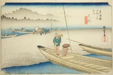Mitsuke: Tenryu River View (Mitsuke, Tenryugawa zu), from the series "Fifty-three..., c. 1833/34. Creator: Ando Hiroshige