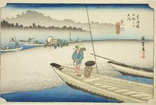Mitsuke: View of the Tenryu River (Mitsuke, Tenryugawa zu), from the series "Fifty..., c. 1833/34. Creator: Ando Hiroshige