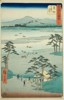 Mitsuke: Ferry on the Tenryu River (Mitsuke, Tenryugawa funewatashi), no. 29 from the seri..., 1855. Creator: Ando Hiroshige
