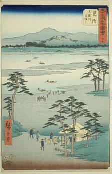 Mitsuke: Ferry on the Tenryu River (Mitsuke, Tenryugawa funewatashi), no. 29 from the seri..., 1855. Creator: Ando Hiroshige