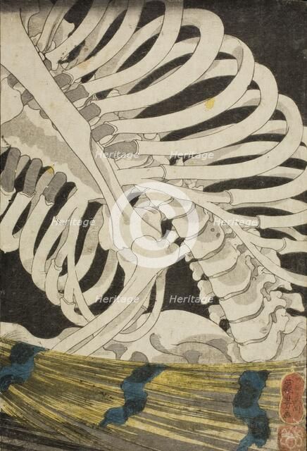Mitsukuni and the Skeleton Specter (image 3 of 3), mid 1840s. Creator: Utagawa Kuniyoshi.