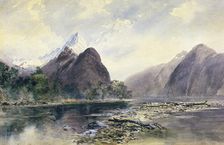 Mitre Peak, Milford Sound, 1880s. Creator: William Mathew Hodgkins