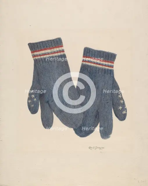 Mittens, c. 1940. Creator: Ethel Dougan.