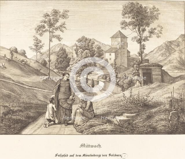 Mittwoch - Fusspfad auf dem Mönchsberge bey Salzburg (Wednesday - Footpath...), 1823. Creator: Ferdinand Olivier.