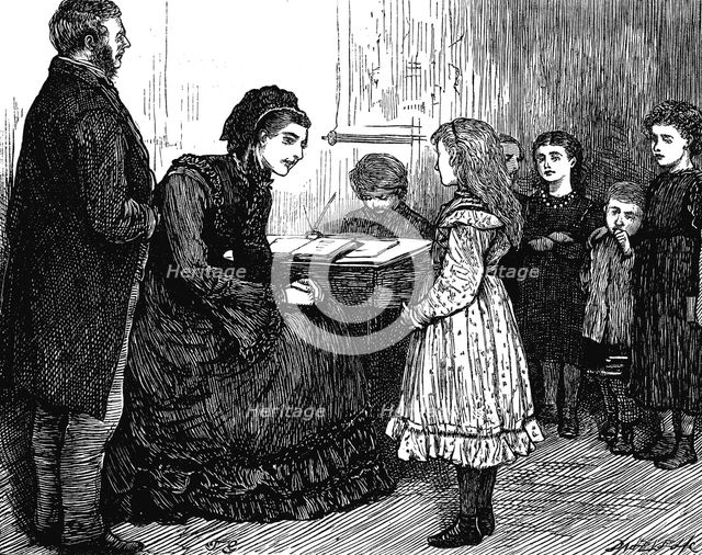 Mixed Sunday School class in a poor district of London, 1873. Artist: Unknown