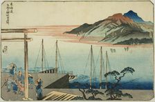 Miya, Kuwana, Yokkaichi, and Ishiyakushi, from the series "Famous Places on the Fifty..., c.1830/35. Creator: Utagawa Kuniyoshi