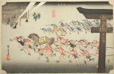 Miya: Religious Festival at Atsuta Shrine (Miya, Atsuta shinji), from the series..., c. 1833/34. Creator: Ando Hiroshige