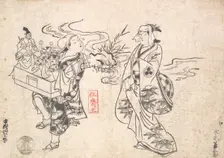 Mizuki Kikusaburo as a Woman Standing near a Small Stream and Looking at a Wander..., probably 1709. Creator: Okumura Masanobu