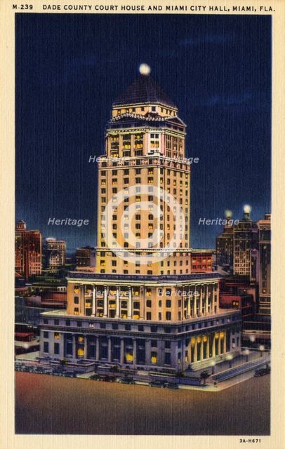 Miami-Dade County Courthouse, Miami, Florida, USA, 1933. Artist: Unknown