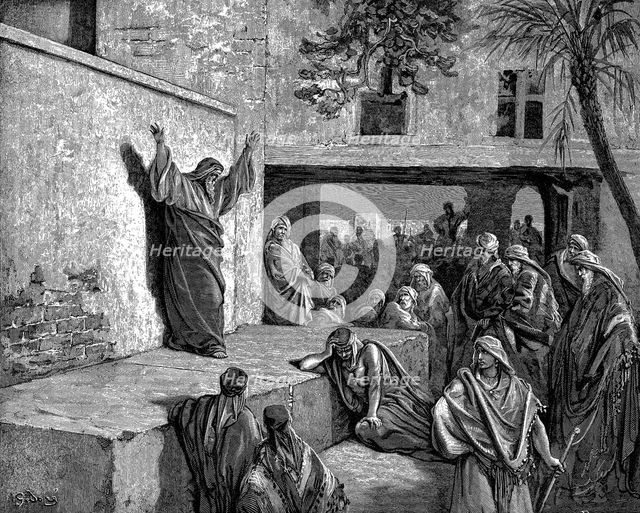 Micah the Moreshite prophet preaching to the Israelites, 1865-1866. Artist: Gustave Doré