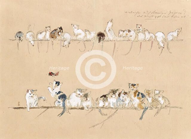 Mice and cats, undated. (c1860s) Creator: Anton Hartinger.
