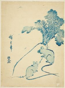 Mice and radish, c. 1840s. Creator: Ando Hiroshige