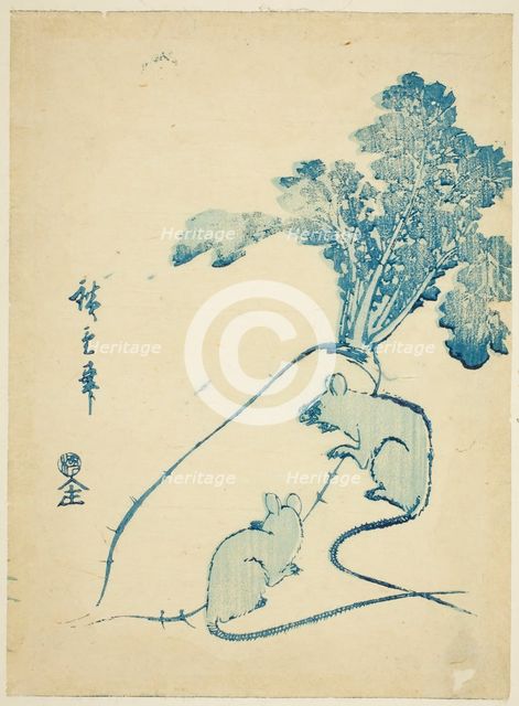 Mice and radish, c. 1840s. Creator: Ando Hiroshige.