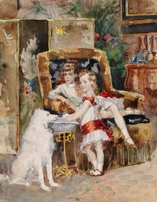 Michael and Xenia, Children of Tsar Alexander III, 1881-1882. Creator: Albert Edelfelt