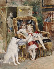 Michael and Xenia, Children of Tsar Alexander III, 1881-1882. Creator: Albert Edelfelt