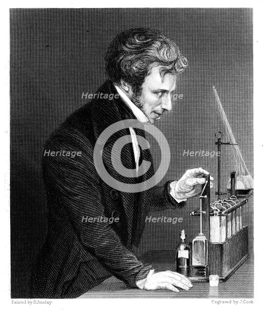 Michael Faraday, British chemist and physicist, c1845. Artist: J Cook