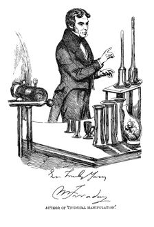 Michael Faraday lecturing at the Royal Institution, London, c1835. Creator: Unknown