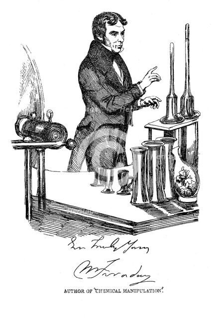 Michael Faraday lecturing at the Royal Institution, London, c1835. Creator: Unknown.