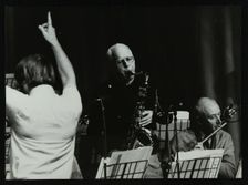 Michael Garrick, Don Rendell and Jimmy Hastings at Berkhamsted Civic Centre, Hertfordshire, 1985. Creator: Denis Williams