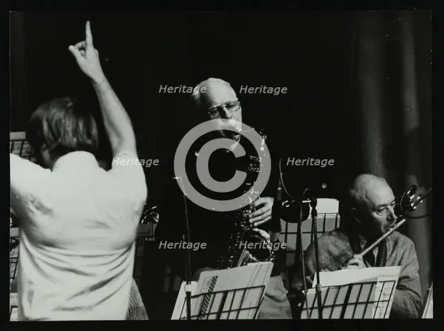 Michael Garrick, Don Rendell and Jimmy Hastings at Berkhamsted Civic Centre, Hertfordshire, 1985. Creator: Denis Williams.