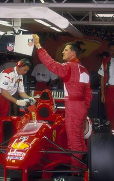 Michael Schumacher with Ferrari, British Grand Prix, Silverstone, Northamptonshire, 1997