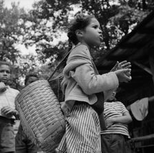 Michailyn calling her buddie Marie at Camp Fern Rock, Bear Mountain, New York, 1943 Creator: Gordon Parks
