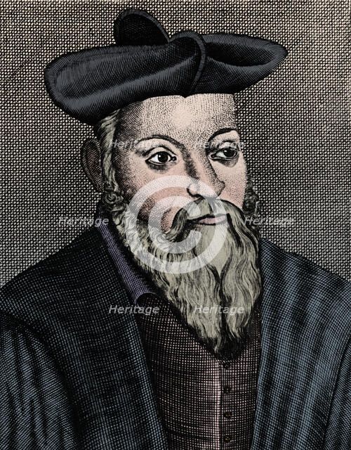 Michel Nostradamus (1503-1556), French physician and astrologer, 17th century. Artist: Unknown.