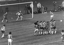 Michel Platini scores from a free kick, France versus Holland, Paris, 18th November 1981