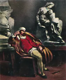 Michelangelo 1475-1564. - Gemälde von Delacroix 1934. Creator: Unknown