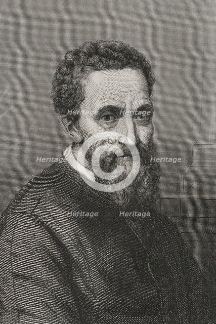 Michelangelo, (Michelangelo Buonarroti), Italian Renaissance painter, architect and sculptor, 1856.  Creator: Charles Geoffroy.