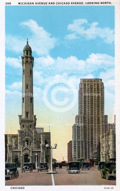 Michigan Avenue and Chicago Avenue, Chicago, Illinois, USA, 1929. Artist: Unknown
