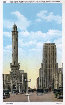 Michigan Avenue and Chicago Avenue, Chicago, Illinois, USA, 1929