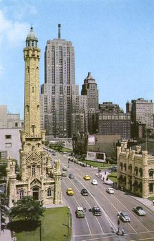 Michigan Avenue looking north, Chicago, Illinois, USA, 1950