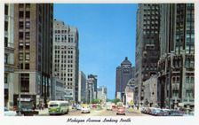 Michigan Avenue looking north, Chicago, Illinois, USA, 1956